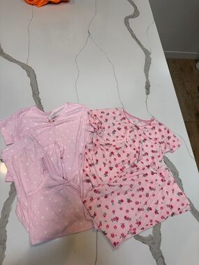 LIKE NEW Tahari Girl Pink 3-Piece Sleep Set Bundle of 2 size 7/8
